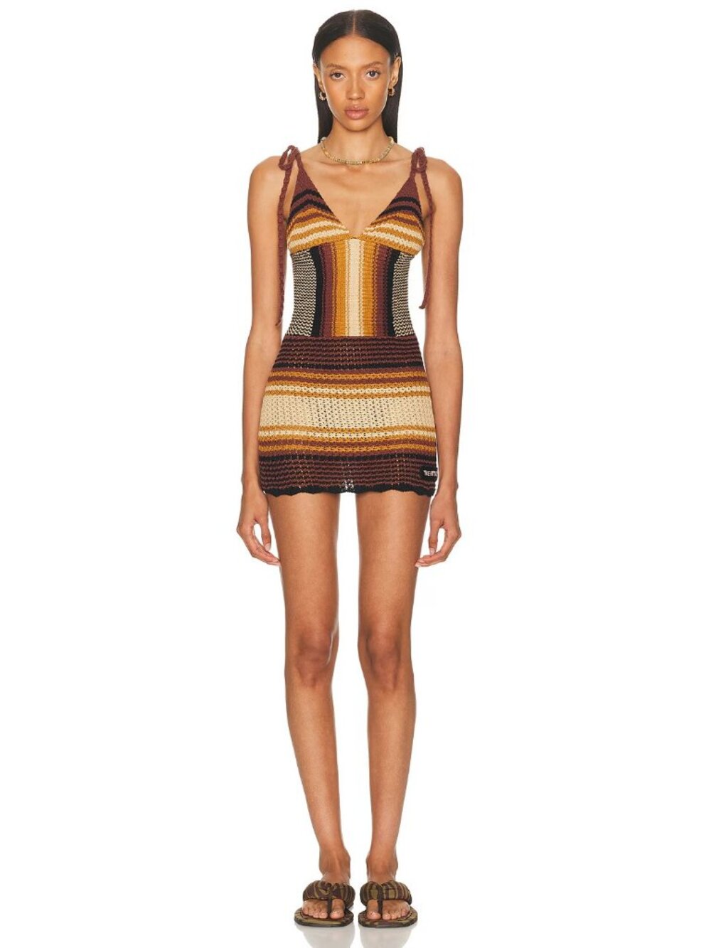 THE ATTICO Mini Dress in Brown Shades